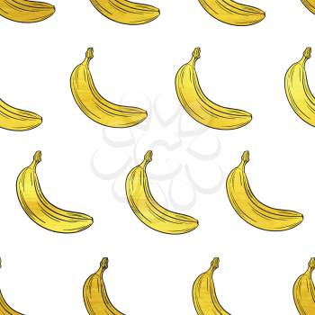 Bananas bright colorful seamless pattern, template for your design. Fresh fruits collection. Decorative hand drawn doodle vector illustration