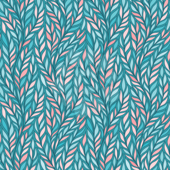 Hand drawn pattern with decorative floral ornament. Stylized colorful branches. Summer spring background, nature collection. Vector illustration