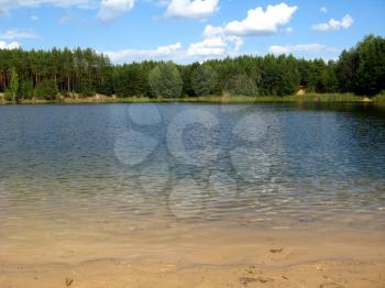 the beautiful summer landscape with picturesque lake