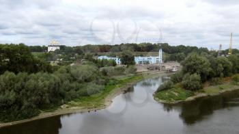 beautiful landscape with grey clouds and Desna river in Chernigiv