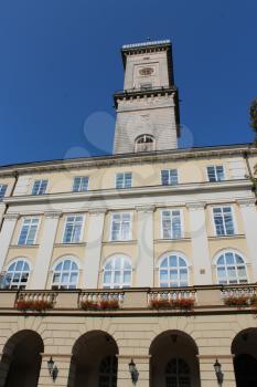 view to the city hall in the center of Lvov