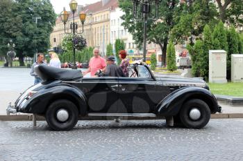 beautiful retro promenade car in the center of Lvov