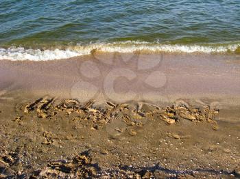 The image of inscription on the sea sand