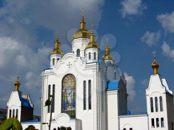Beautiful Сhurch of all saints of Chernigov on the background of the blue sky