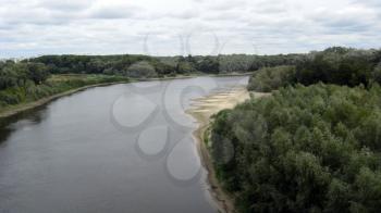 beautiful landscape with Desna river and green trees