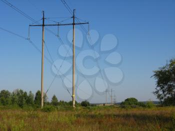 The image of the high-voltage line in the field