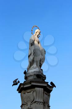 sculpture of God's mother Maria in Lvov in Ukraine