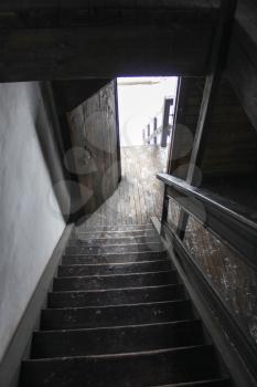 The image of nice old wooden stairs