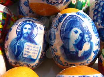 Two easter eggs Easter eggs with Jesus Christ's image and Divine mother