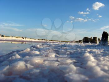 landscape extraction of salt in salty lake Sivash in Ukraine