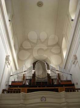 The image of silvery fine organ in catholic church