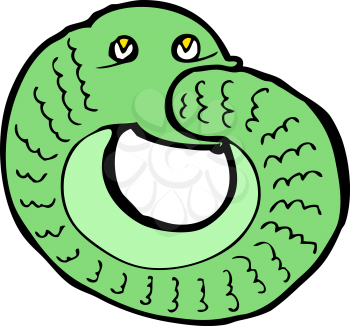 Royalty Free Clipart Image of a Snake Eating it's Own Tail