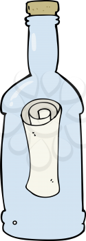 Royalty Free Clipart Image of a Letter in a Bottle