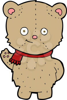 Royalty Free Clipart Image of a Waving Teddy Bear