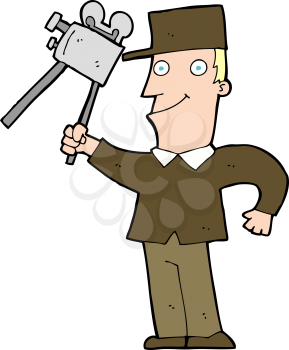 Royalty Free Clipart Image of a Man with a Video Camera