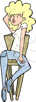Royalty Free Clipart Image of a Woman Posing on a Chair