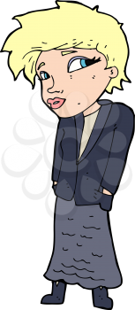 Royalty Free Clipart Image of a Woman with Her Hands in Her Pockets