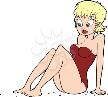 Royalty Free Clipart Image of a Woman in a swimsuit