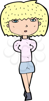 Royalty Free Clipart Image of a Woman Wearing a Skirt