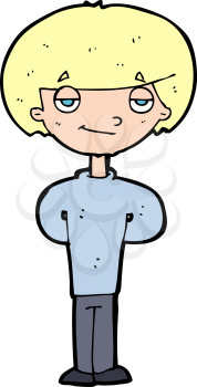 Royalty Free Clipart Image of a Boy with His Arms Behind His Back