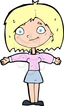 Royalty Free Clipart Image of a Girl with Arms Open