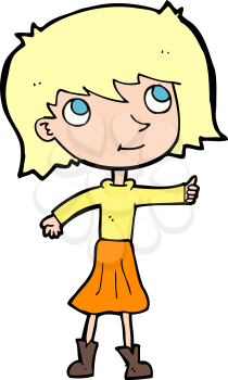 Royalty Free Clipart Image of a Girl Giving a Thumbs Up