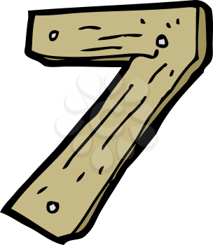 Royalty Free Clipart Image of a Wooden Number Seven