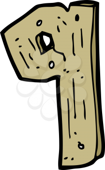 Royalty Free Clipart Image of a Wooden Number Nine