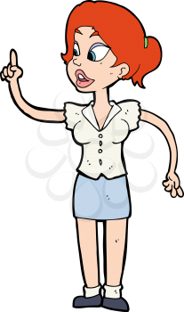 Royalty Free Clipart Image of a Redheaded Woman Pointing Up