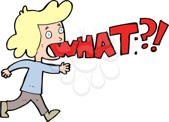 Royalty Free Clipart Image of a Girl Yelling What?!