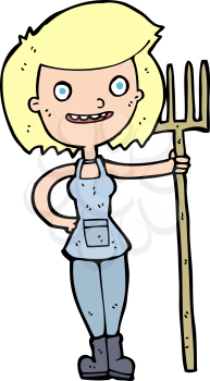 Royalty Free Clipart Image of a Farmer Girl