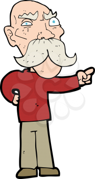 Royalty Free Clipart Image of a Bald Man Pointing