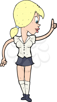 Royalty Free Clipart Image of a Woman Giving Thumbs Up