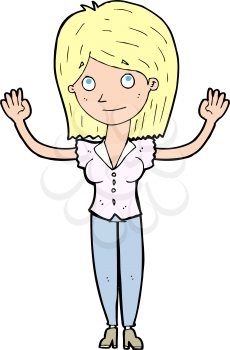 Royalty Free Clipart Image of a Woman with Arms Raised