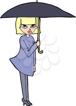 Royalty Free Clipart Image of a Woman Holding an Umbrella