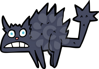 Royalty Free Clipart Image of a Frightened Black Cat