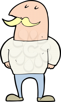 Royalty Free Clipart Image of a Bald Man With a Mustache