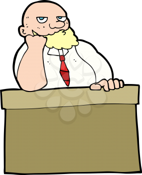 Royalty Free Clipart Image of a Bored Man Sitting at a Desk