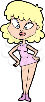 Royalty Free Clipart Image of a Woman with Hands on Hips