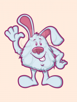 Easter bunny waving for an easter card