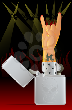 Rock N Roll Hand and Lighter