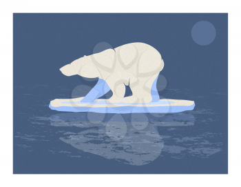 Illustration of a Polar bear floating on a sheet of ice