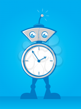 Illustration of a cute alarm clock robot