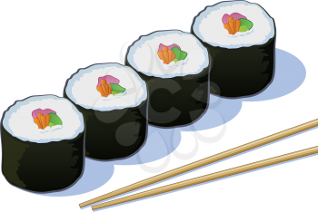 Sushi Rolls with Chop Sticks