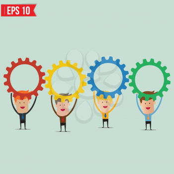 Businessman with gears - Vector illustration - EPS10