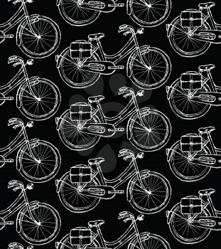 Sketch bicycle, vector vintage seamless pattern eps 10