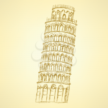 Sketch Pisa tower, vector vintage background eps 10