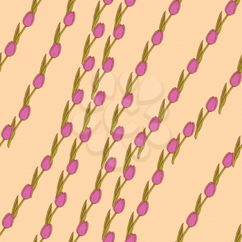Sketch tulip, vector vintage seamless pattern eps 10