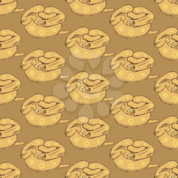 Sketch hipster anaconda  in vintage style, vector seamless pattern