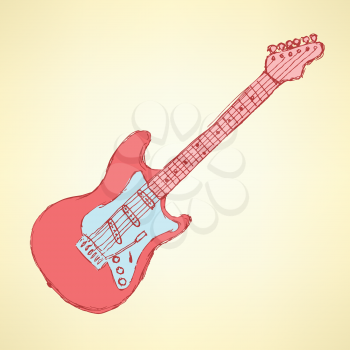 Sketch electric guitar musical instrument, sletch background